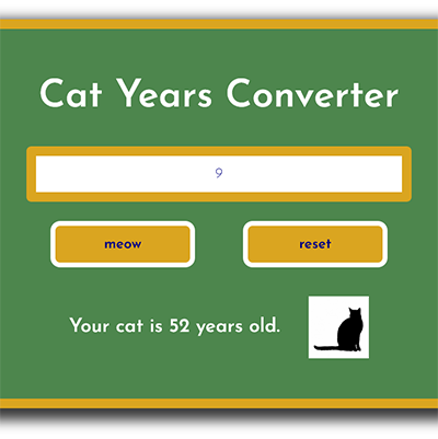 screenshot of cat years converter project